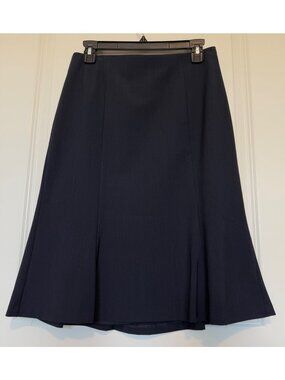 Talbots Wool Blend Womens Navy Flare Skirt Size 4